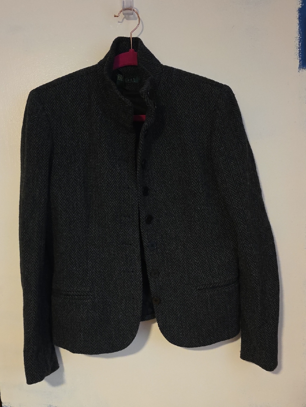 Ralph Lauren Charcoal Herringbone Wool Sport Blazer